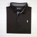 The Caddie Polo, black, folded, topo collar liner