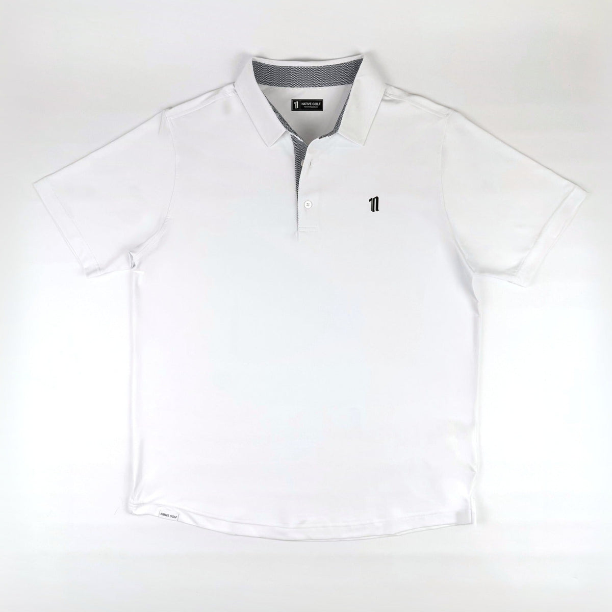 The Early Bird Polo, white, laid flat front view