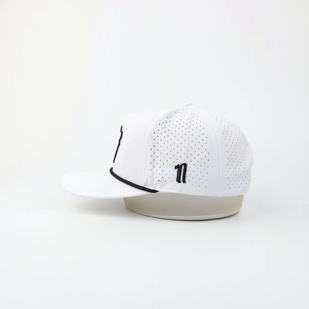 The Eagle "SUNDAY" hat, side view showing the laser-cut perforations