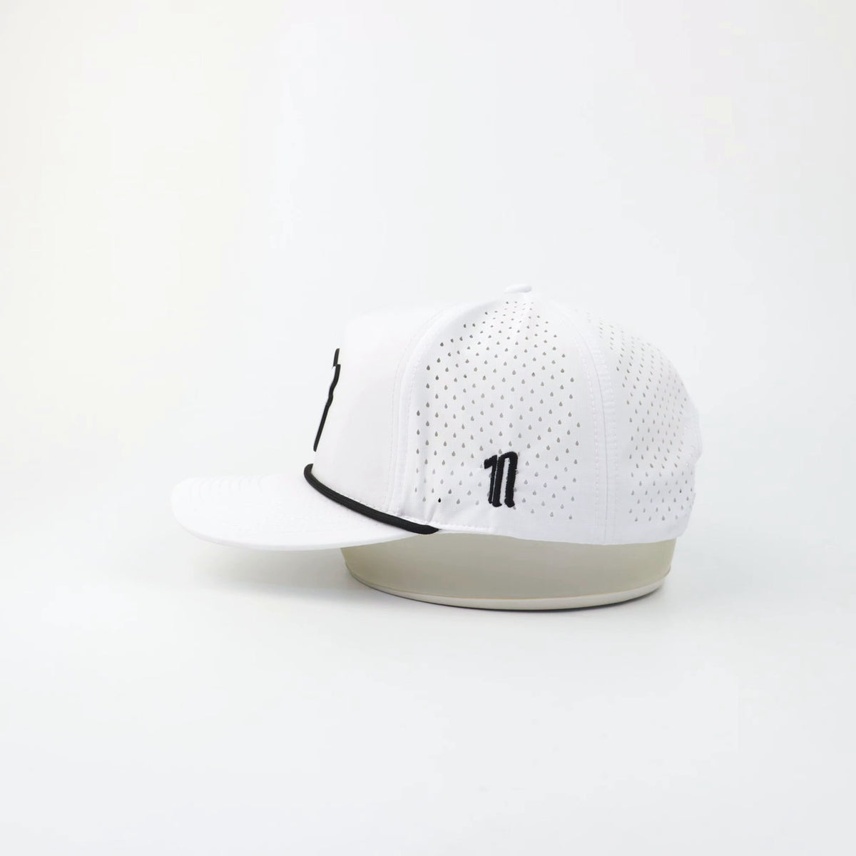 The Eagle "SUNDAY" hat, side view showing the laser-cut perforations