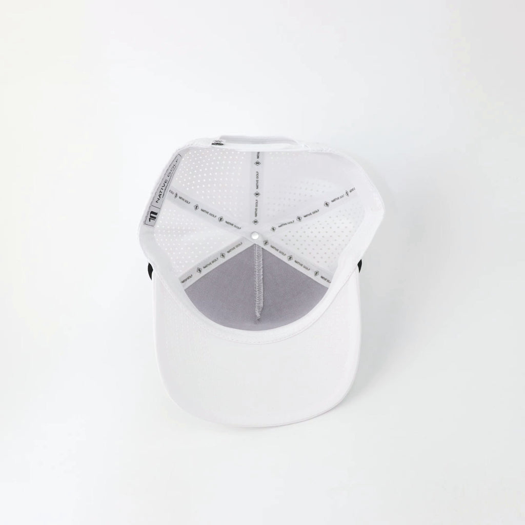 The Eagle "SUNDAY" hat, underside showing the printed taping