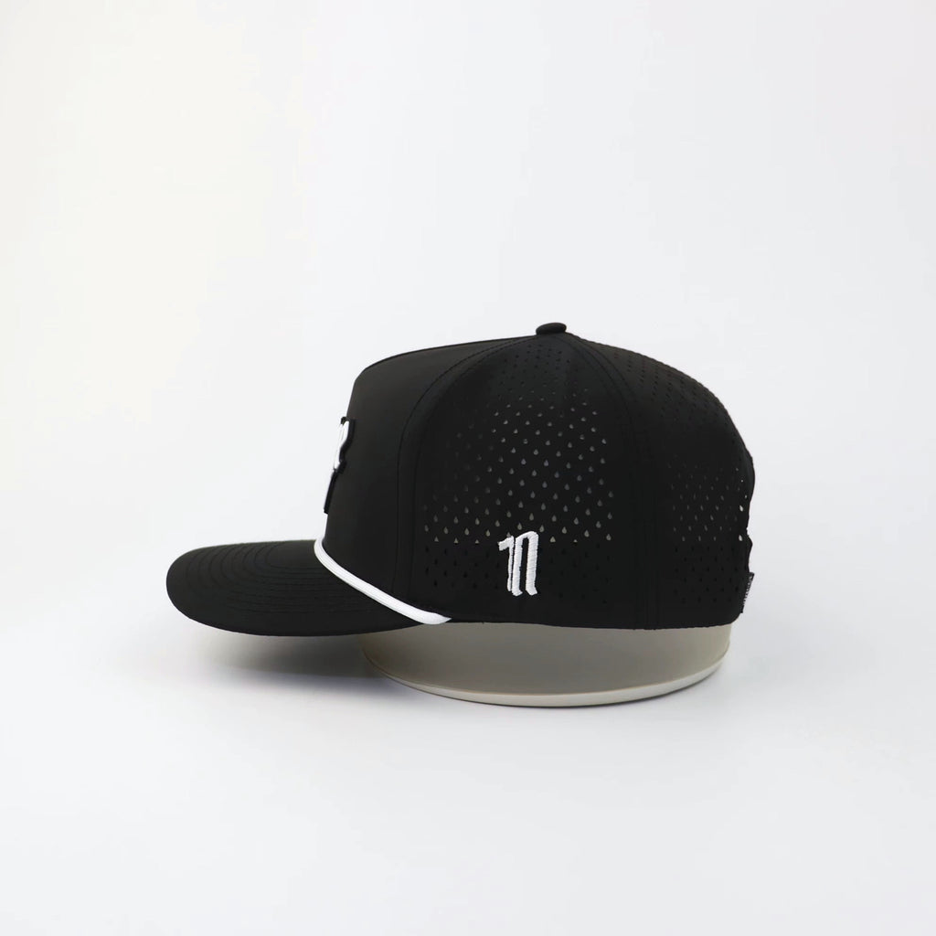 The OG- Black hat, side view showing the laser-cut perforations